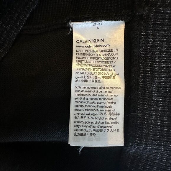 Calvin Klein Cardigan Men L Black Gray Euro Merino Sweater Preppy Classic NWOT - Picture 3 of 9